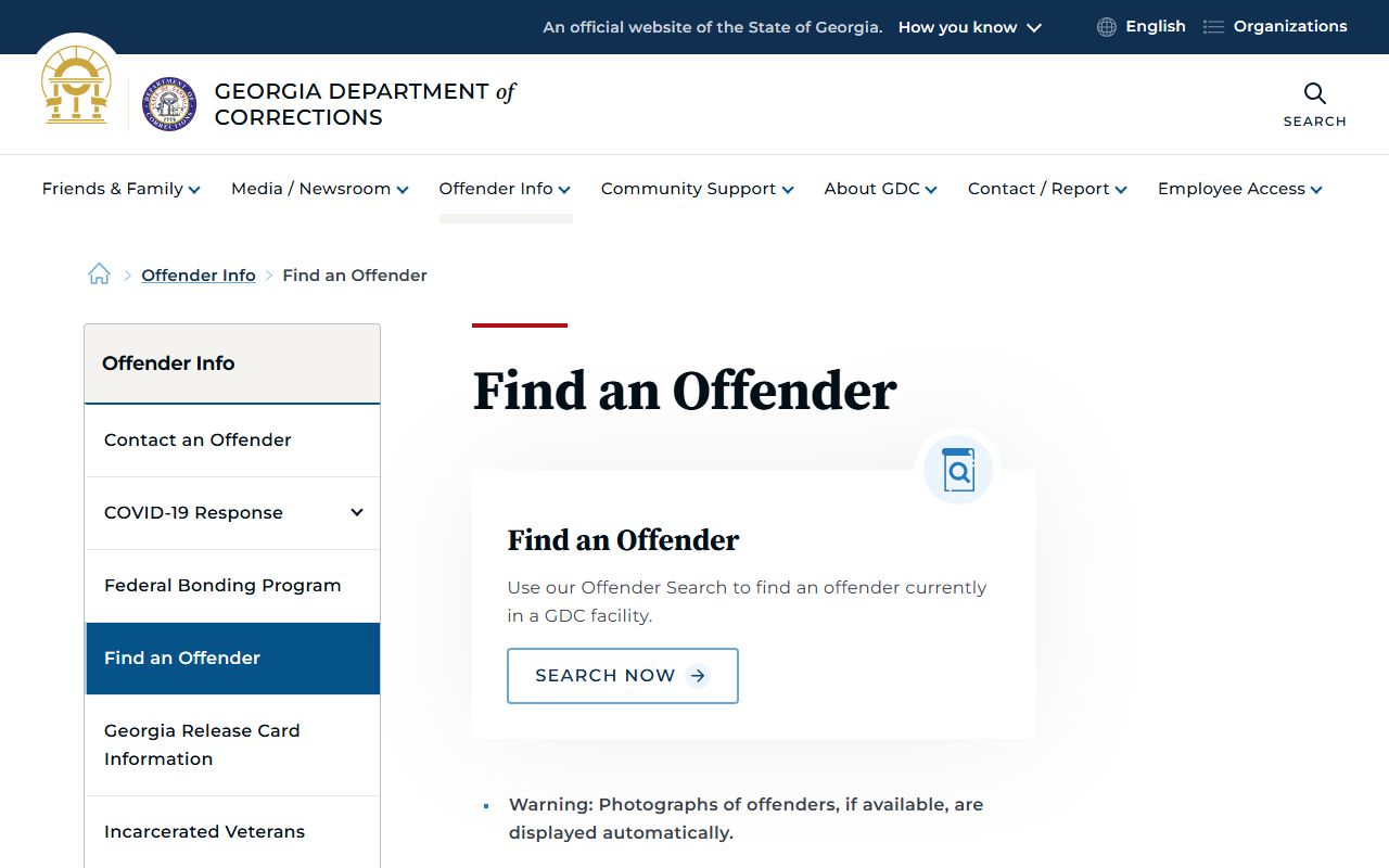 Georgia DOC photos for sentenced state offenders, not Glynn County jail mugshots